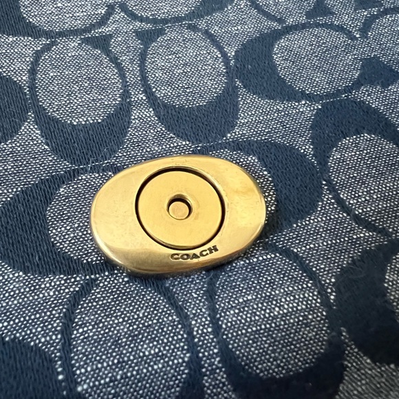 Coach Blue Shoulder Bag with Signature Design - Picture 12 of 14